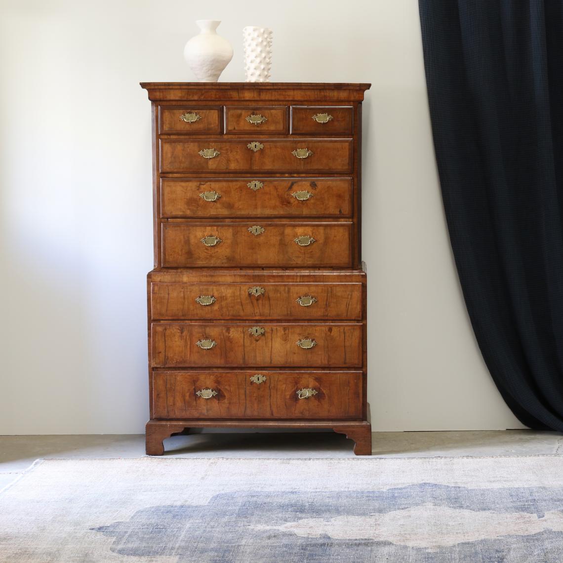 An English Walnut Chest-on-Chest
